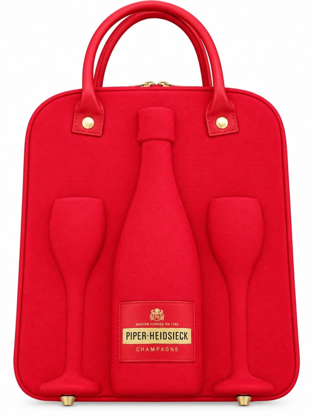 PIPER Heidsieck Red Champagne Bottle & Flute Carrying Case Bag Wine Gift Idea
